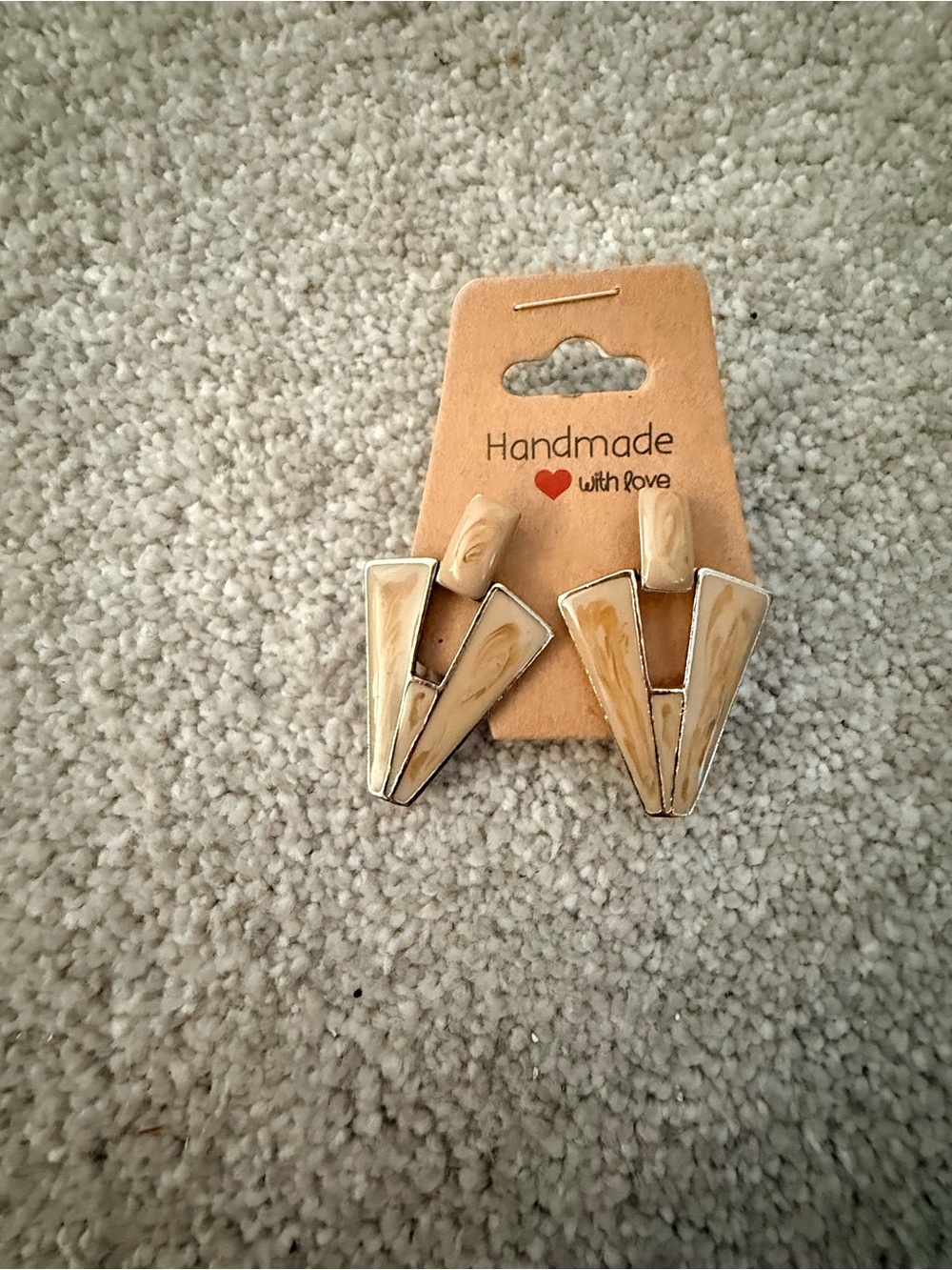 Handmade Tan Geometric Earrings